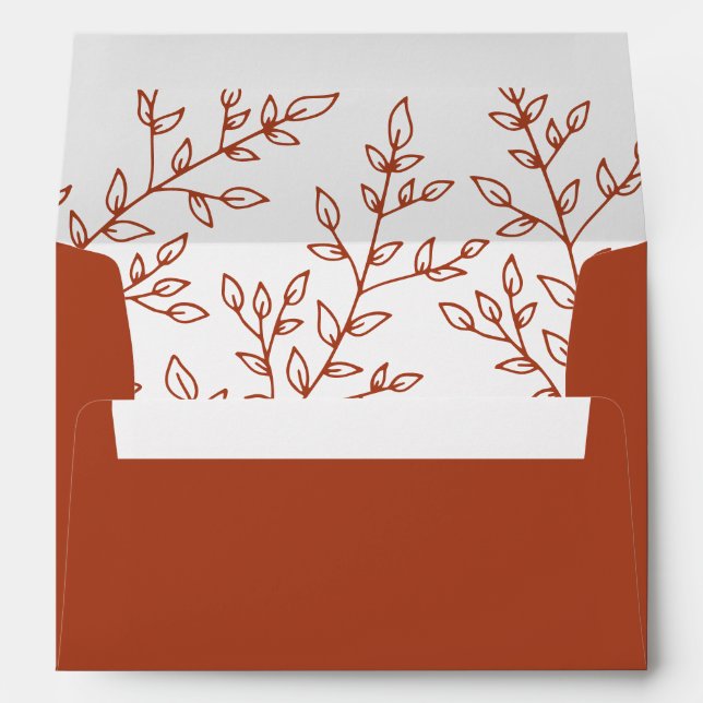 Enveloppe Mariage en terre cuite à feuilles minima (Dos (Bas))