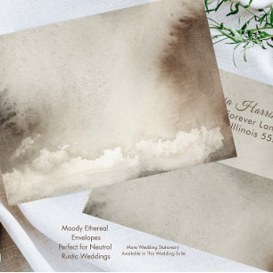 Enveloppe Mariage Enregistrer la date Ethereal Aquarelle Vin