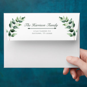 Enveloppe Mariage Eucalyptus Aquarelle Blanc