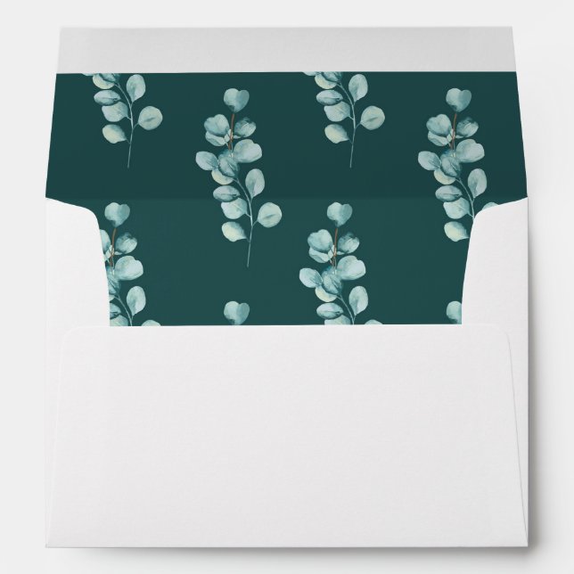 Enveloppe mariage Eucalyptus Feuille Vert Simple (Dos (Bas))