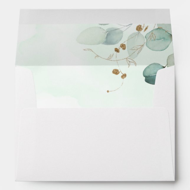 Enveloppe Mariage Eucalyptus Green (Dos (Bas))