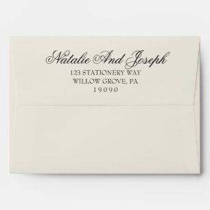 Enveloppe Mariage fantaisiste de vieille fortune crème noire