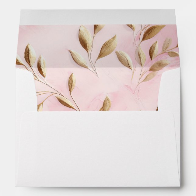 Enveloppe Mariage Feuille Blush Pink Gold (Dos (Bas))