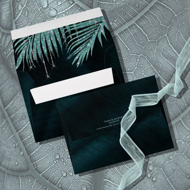 Enveloppe Mariage feuille de joaillerie ID Turquoise830 (Interior/Back In Situ)
