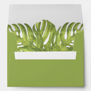Enveloppe Mariage feuille de palmier vert tropical