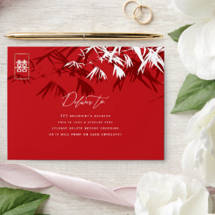 Enveloppe Mariage Feuille double bonheur en bambou