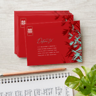 Enveloppe Mariage Feuille double bonheur en bambou