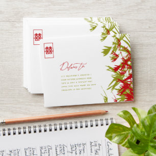 Enveloppe Mariage Feuille double bonheur en bambou
