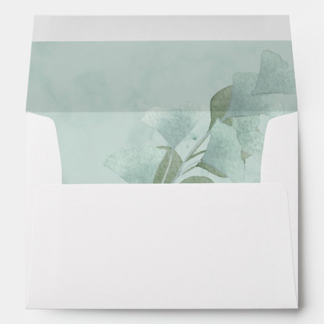 Enveloppe Mariage Feuille Eucalyptus Géométrique Vert (Dos (Bas))
