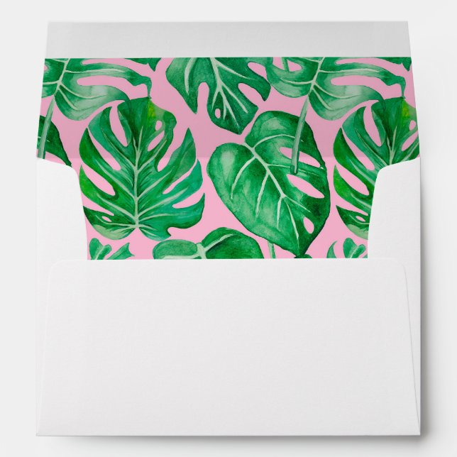 Enveloppe Mariage Feuille rose Tropical Adresse de retour (Dos (Bas))