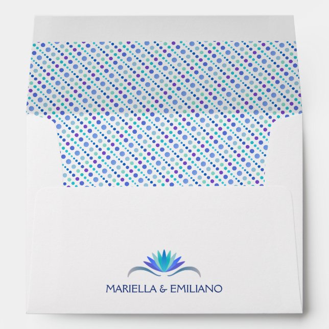 Enveloppe Mariage Fiesta Blue Dots (Dos (Bas))