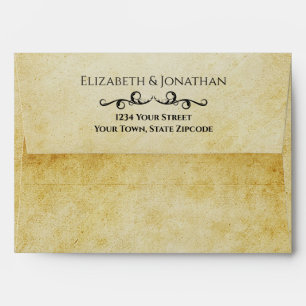 Enveloppe Mariage Filigree élégant vintage Parchemin