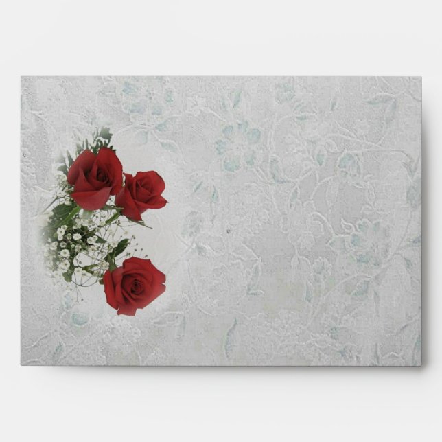 Enveloppe Mariage fine Red Roses (Devant)