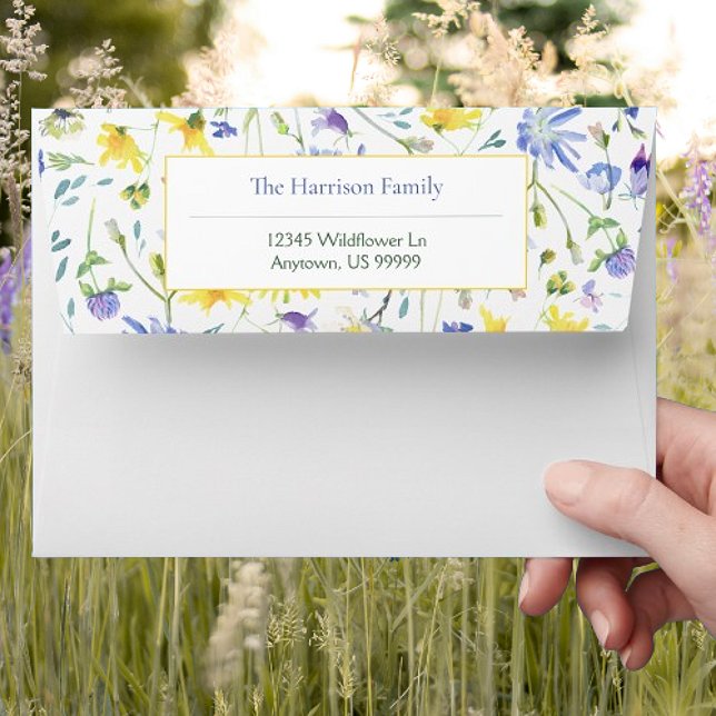 Enveloppe Mariage Fleur sauvage aquarelle (Watercolor Wildflowers Wedding Envelope)
