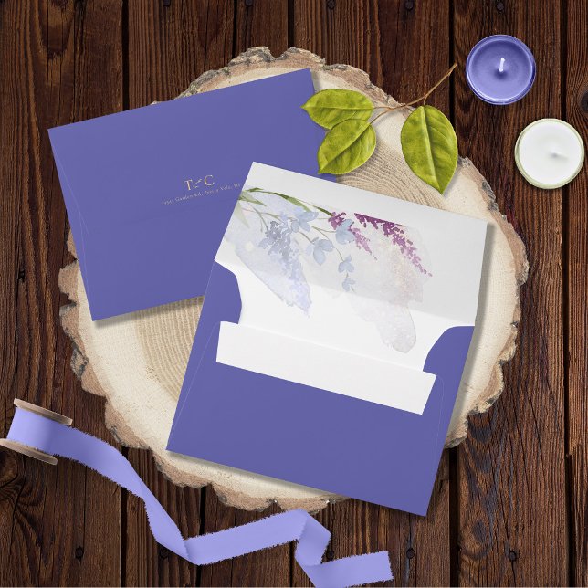 Enveloppe Mariage fleur sauvage Aquarelle Peri ID954 (Interior/Back In Situ)