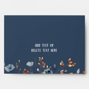 Enveloppe Mariage Fleur sauvage bleu et orange