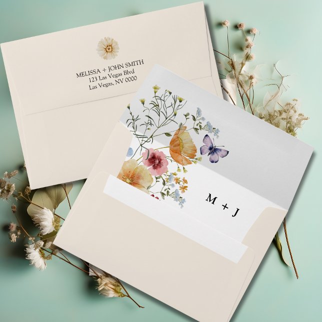 Enveloppe Mariage Fleur sauvage Boho Elegant (Créateur téléchargé)