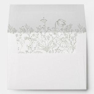 Enveloppe Mariage Fleur sauvage de fleurs de Sage Green