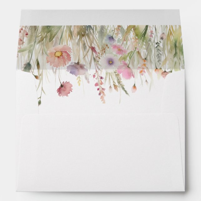 Enveloppe Mariage Fleur sauvage de luxe Dusty Pink (Dos (Bas))