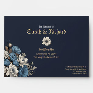 Enveloppe Mariage Fleur sauvage de marine Élégant Mariage