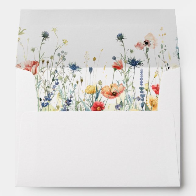 Enveloppe Mariage Fleur sauvage dynamique (Dos (Bas))