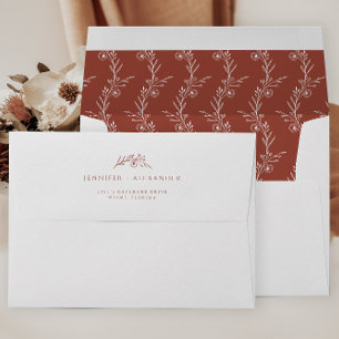 Enveloppe Mariage Fleur sauvage en terre cuite