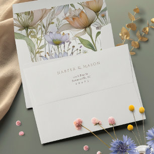 Enveloppe Mariage Fleur sauvage entièrement imprim