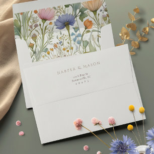 Enveloppe Mariage Fleur sauvage entièrement imprim