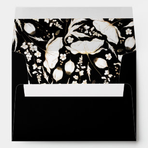 Enveloppe Mariage Fleur sauvage Gold Black