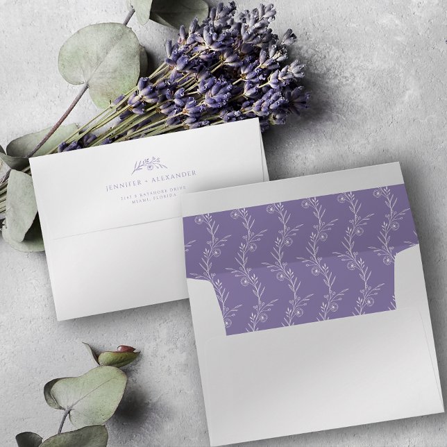 Enveloppe Mariage Fleur sauvage Lavender (Créateur téléchargé)