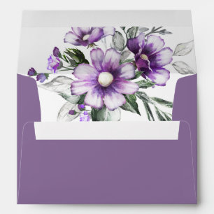 Enveloppe Mariage Fleur sauvage pourpre