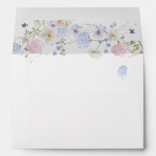 Enveloppe Mariage Fleur sauvage rose et violet printanier