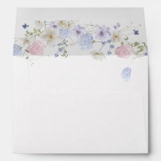 Enveloppe Mariage Fleur sauvage rose et violet printanier