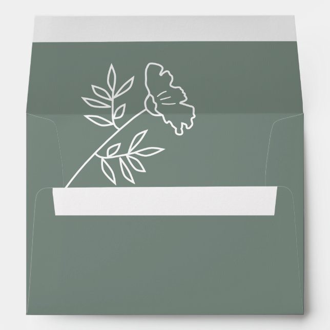 Enveloppe Mariage Fleur sauvage Sage Green (Dos (Bas))