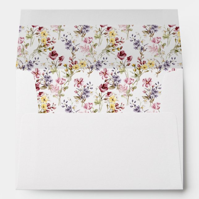 Enveloppe Mariage Fleur sauvage simple (Dos (Bas))