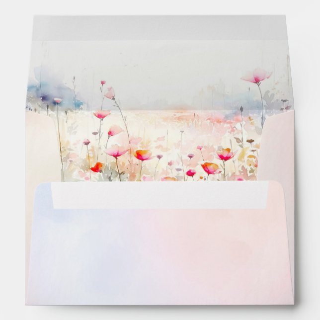 Enveloppe Mariage Fleur sauvage Soft Pastel (Dos (Bas))