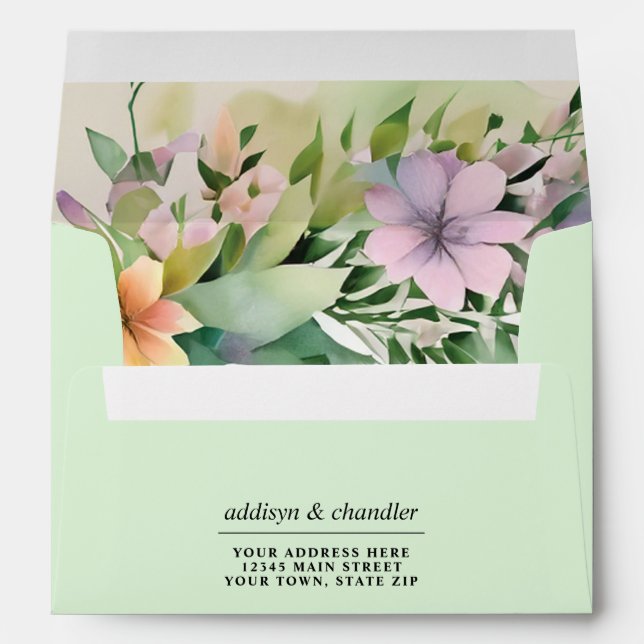 Enveloppe Mariage Fleur sauvage Whimsical Pastel Watercolor (Dos (Bas))