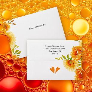 Enveloppe Mariage fleuri à l'eau orange