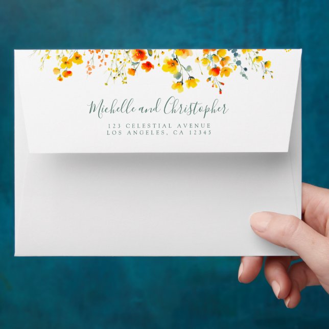 Enveloppe Mariage fleurie été audacieuse (Hand)