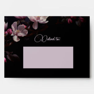 Enveloppe Mariage Fleurs de Magnolia Romantiques Sombres Hum