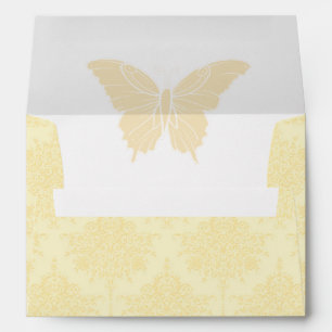 Enveloppe Mariage Fleurs Jaunes et Blanches et Papillons