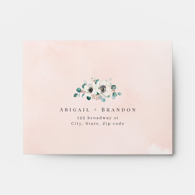 Enveloppe Mariage floral à l'eucalyptus bleu RSVP (Devant)