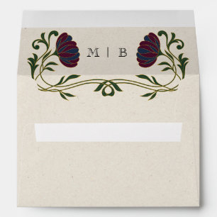 Enveloppe Mariage Floral Art Nouveau de Teinte de Joaillerie