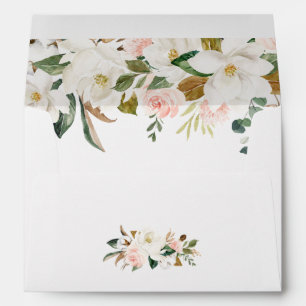 Enveloppe Mariage floral blanc et rose vif