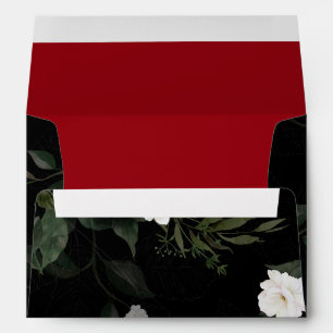 Enveloppe Mariage floral blanc noir et rouge