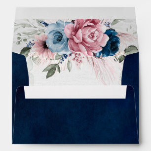 Enveloppe Mariage floral bleu bleu bleu pastel rose