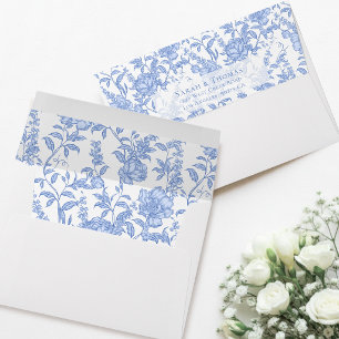 Enveloppe Mariage Floral Bleu Chinoiserie Toile de Jouy Fran