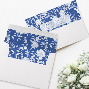 Enveloppe Mariage Floral Bleu Chinoiserie Toile de Jouy Fran