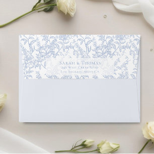 Enveloppe Mariage Floral Bleu Chinoiserie Toile de Jouy Fran