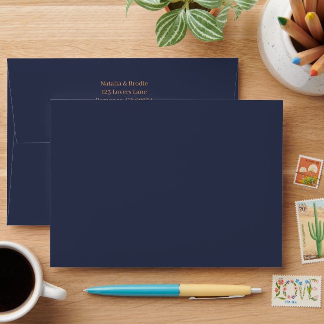 Enveloppe Mariage floral bleu foncé (Desk)